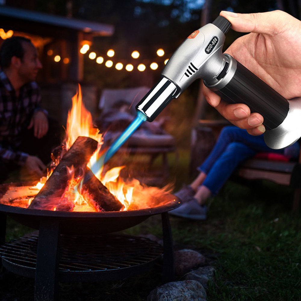 WANS Portable Gas Blow Torch Butane Flame Gun - MOD-800 - Black/Silver