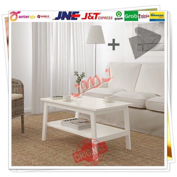 Meja tamu minimalis coffee table putih 90x55 cm import elegan ikea lunnar