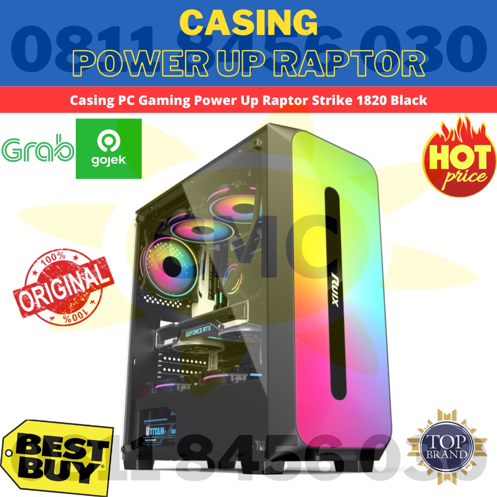 Casing PC Gaming Power Up Raptor Strike 1820 Black