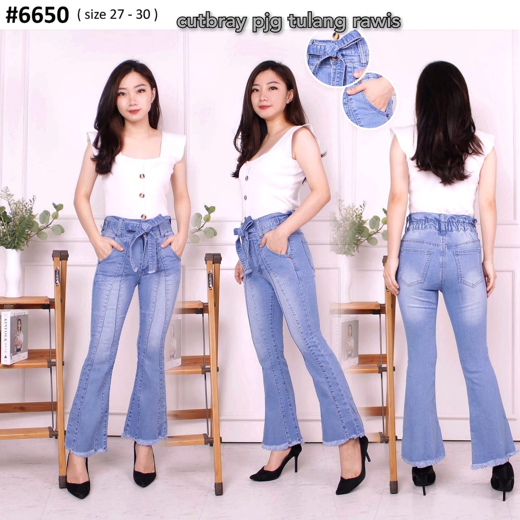 Celana Panjang Jeans Wanita Cutbray Tulang Rawis 27-30 31-34 Bisa Bayar Ditempat(COD)