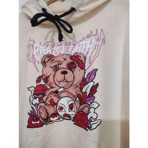 ROFAD STORE - Sweater Hoodie Cream Pria wanita - Jaket Hodie Panda PRAYERFAITH original bahan Fleece