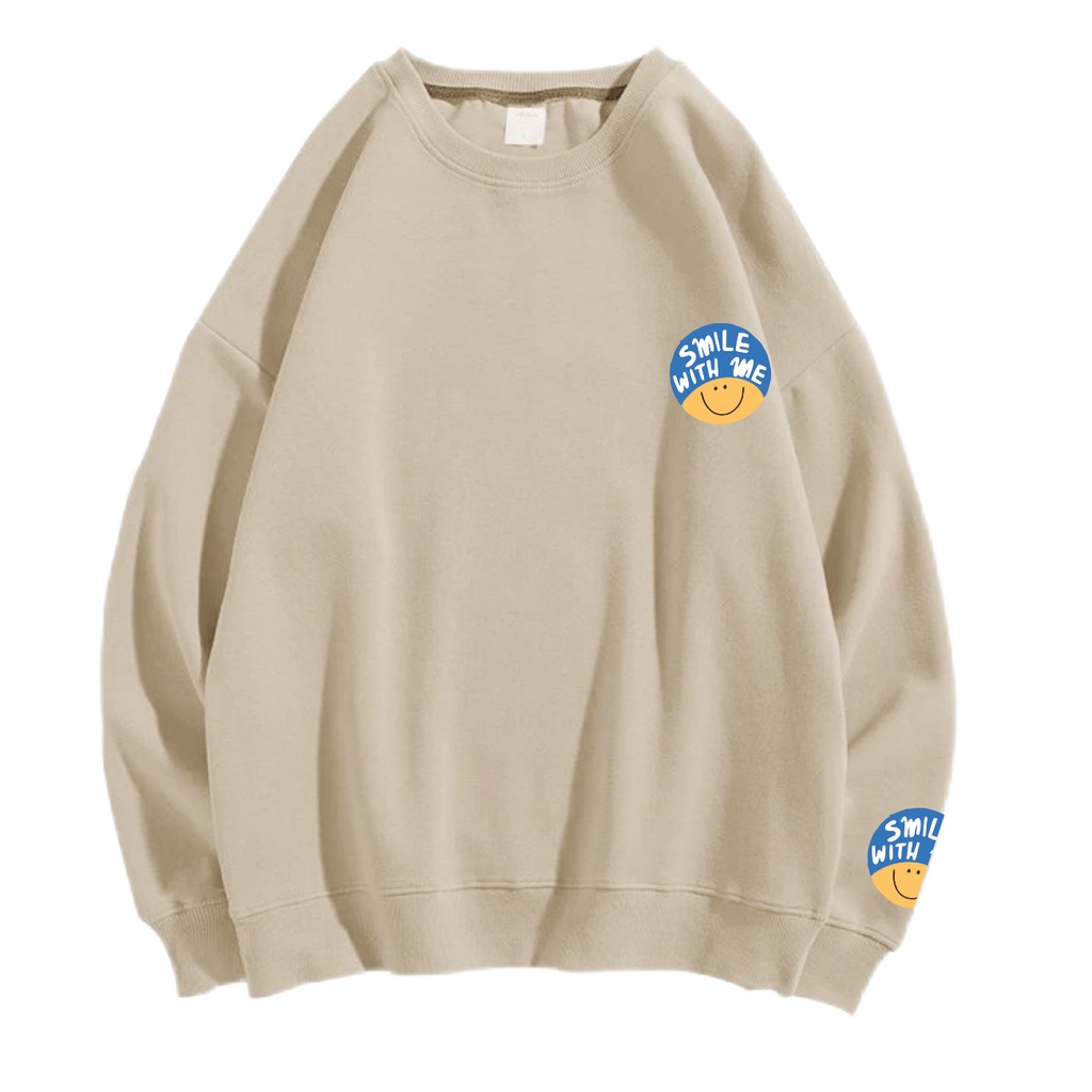 SWEATER SMILE WITH ME CREWNECK PRIA WANITA Size M-XXL