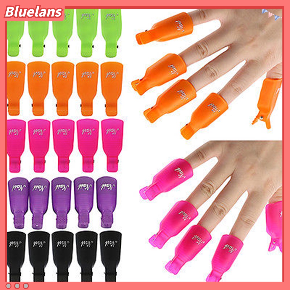 Bluelans 10Pcs Klip Cap Soak Off Penghilang Kutek UV Gel Bahan Plastik Untuk Manicure
