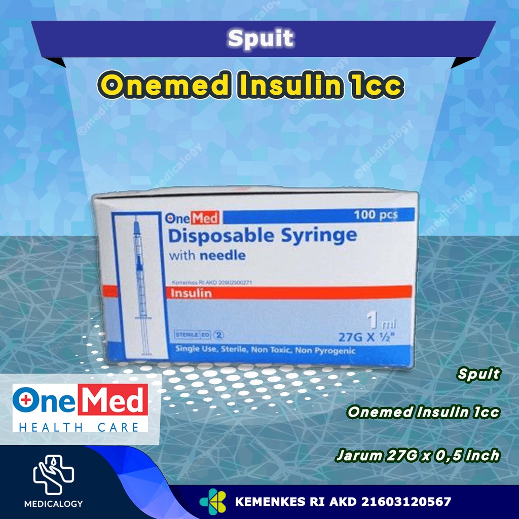 Spuit 1 cc Insulin OneMed per Box isi 100 pcs