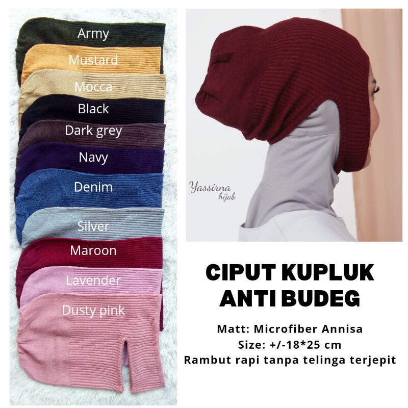 Ciput Kupluk Anti Budeg/Anbud/Antem Premium Salur Microfiber Annisa