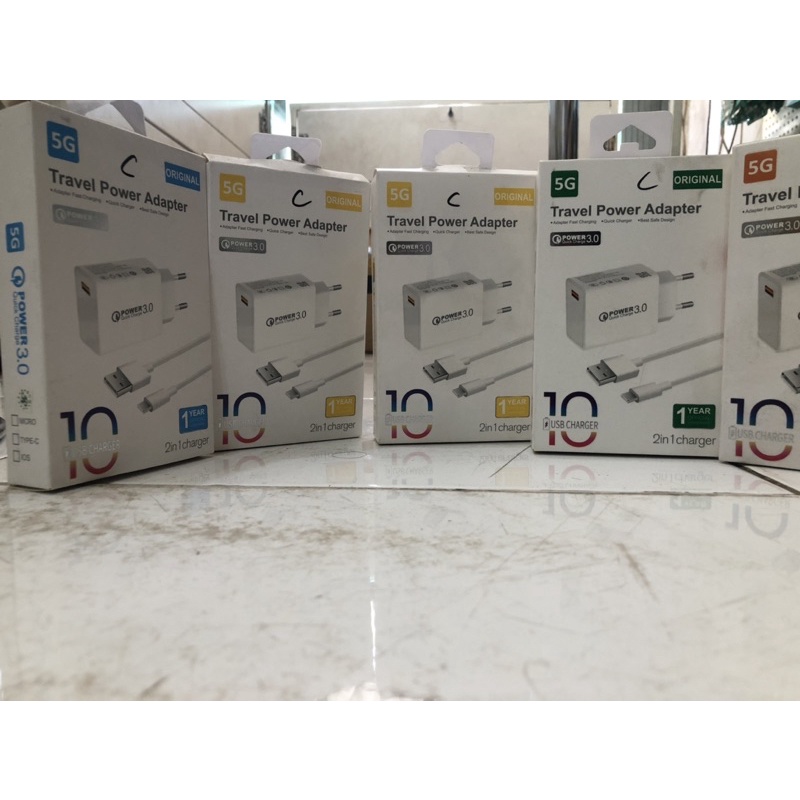 Charger Branded 5G M10 Travel Charger Quick Charge 3.0 Type C Usb Fast Charging