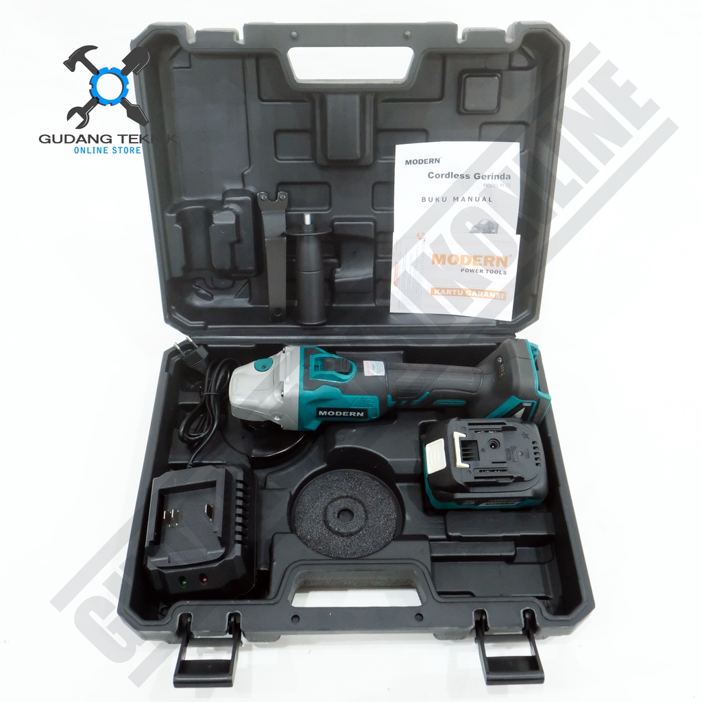 GERINDA TANGAN M23 MODERN BATERAI 4&quot; / BRUSHLESS CORDLESS Angle Grinder Disc Gerinda BATERAI 4 Inch M23 MODERN