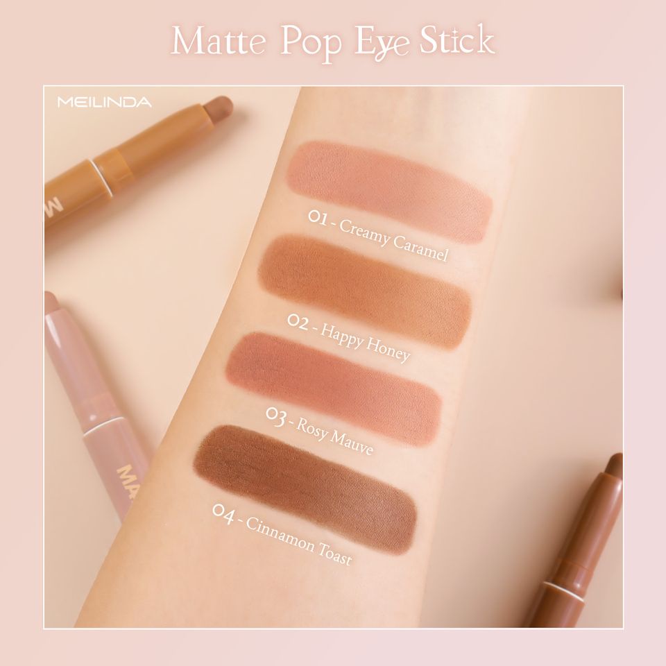 MEILINDA Matte Pop Eye Stick | Eyeshadow Creamy Stick Pigmented Long Lasting Waterproof Long Lasting MC3118 | Browit.id