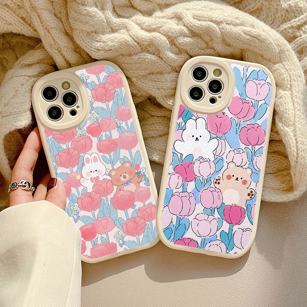 Case Pelindung Lensa Bentuk Bulat Motif Bunga Bahan Silikon Untuk iPhone 14 13 12 11 Pro Max X XS Max XR 7 8 14 Plus SE 2020