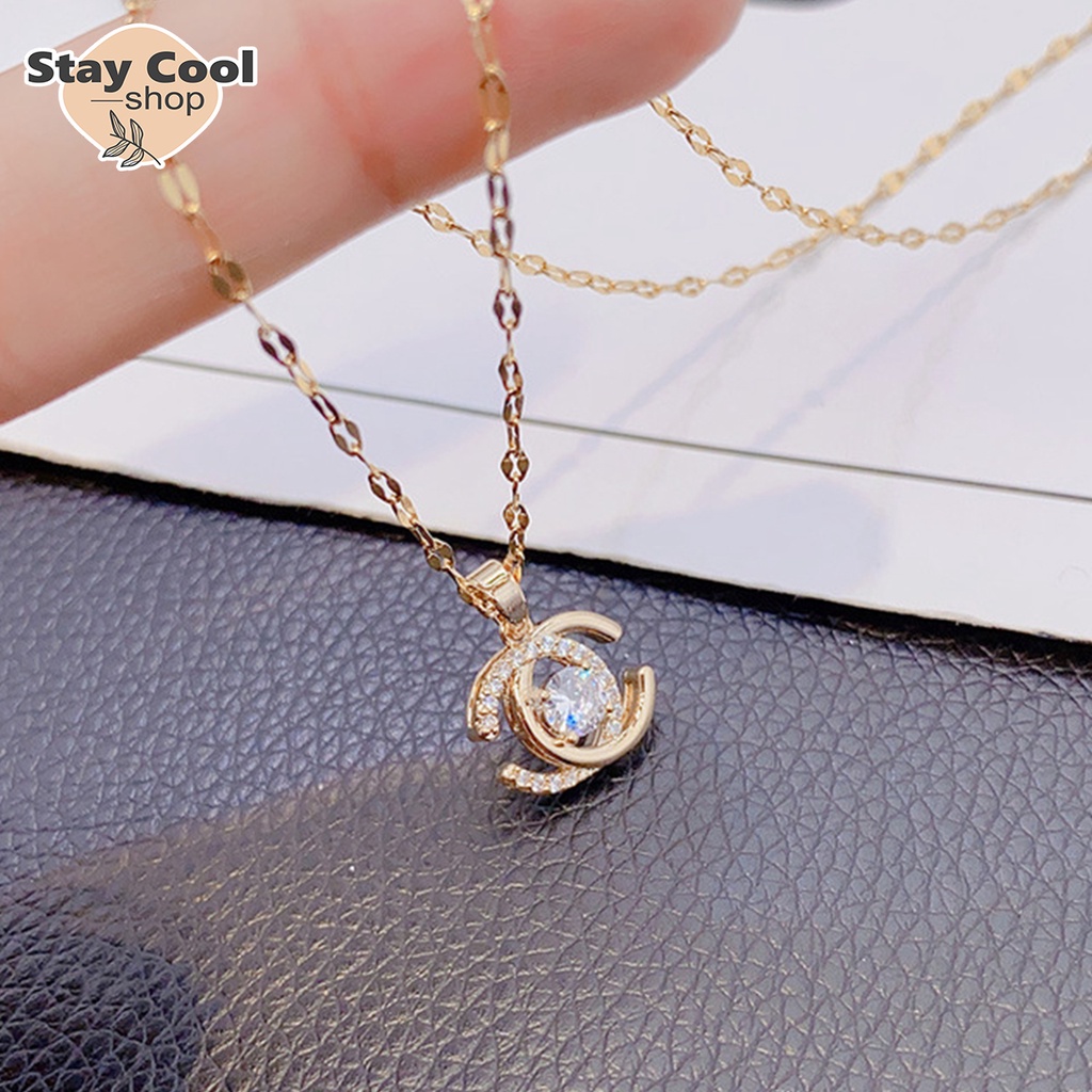 Kalung Rantai titanium Rose Gold Liontin Zirkon Anti Karat / Kalung Wanita / Accesories Wanita Kalung Titanium Titanium Anti Karat Selamanya