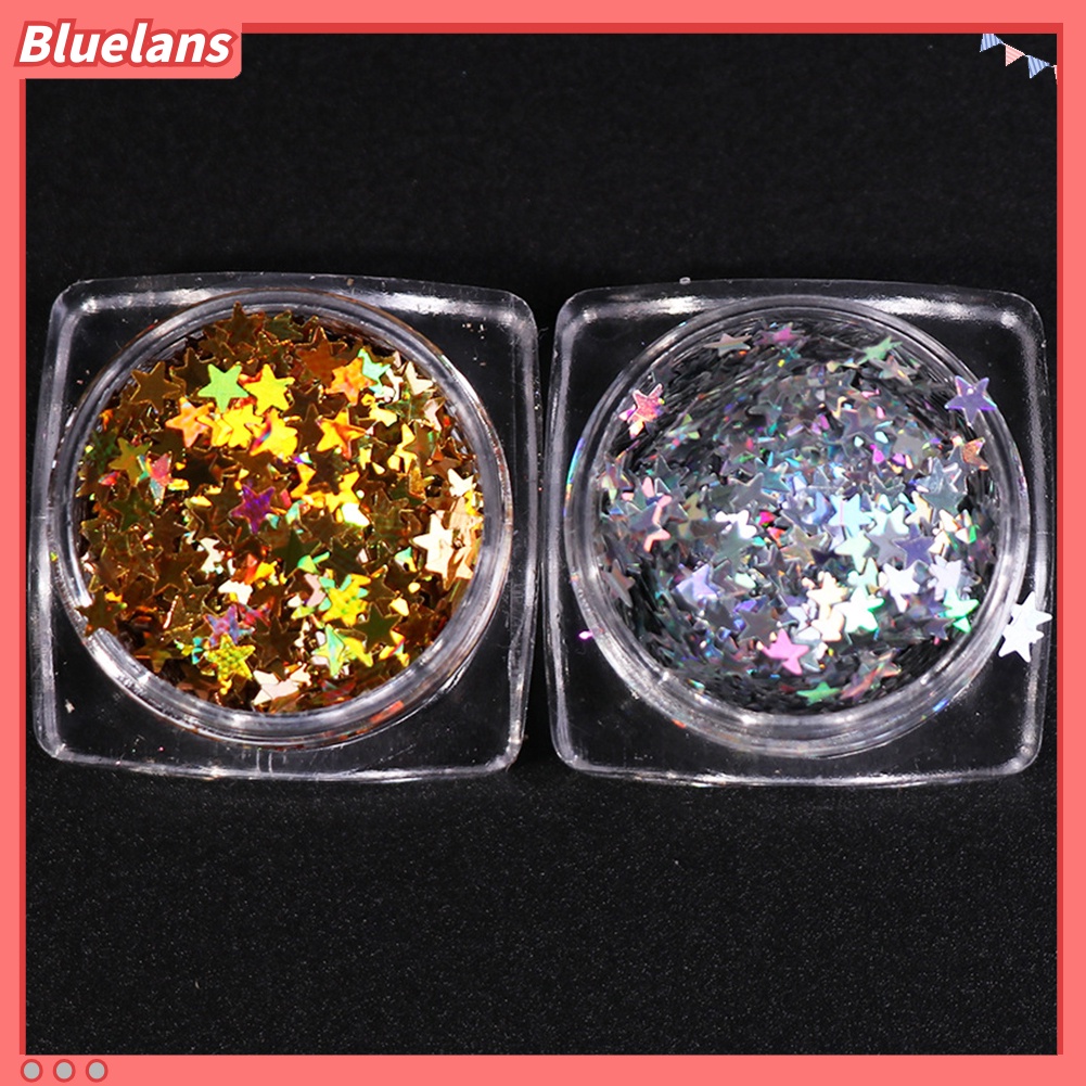 Bluelans 3mm Payet Bintang Warna Laser Untuk Dekorasi Nail Art DIY
