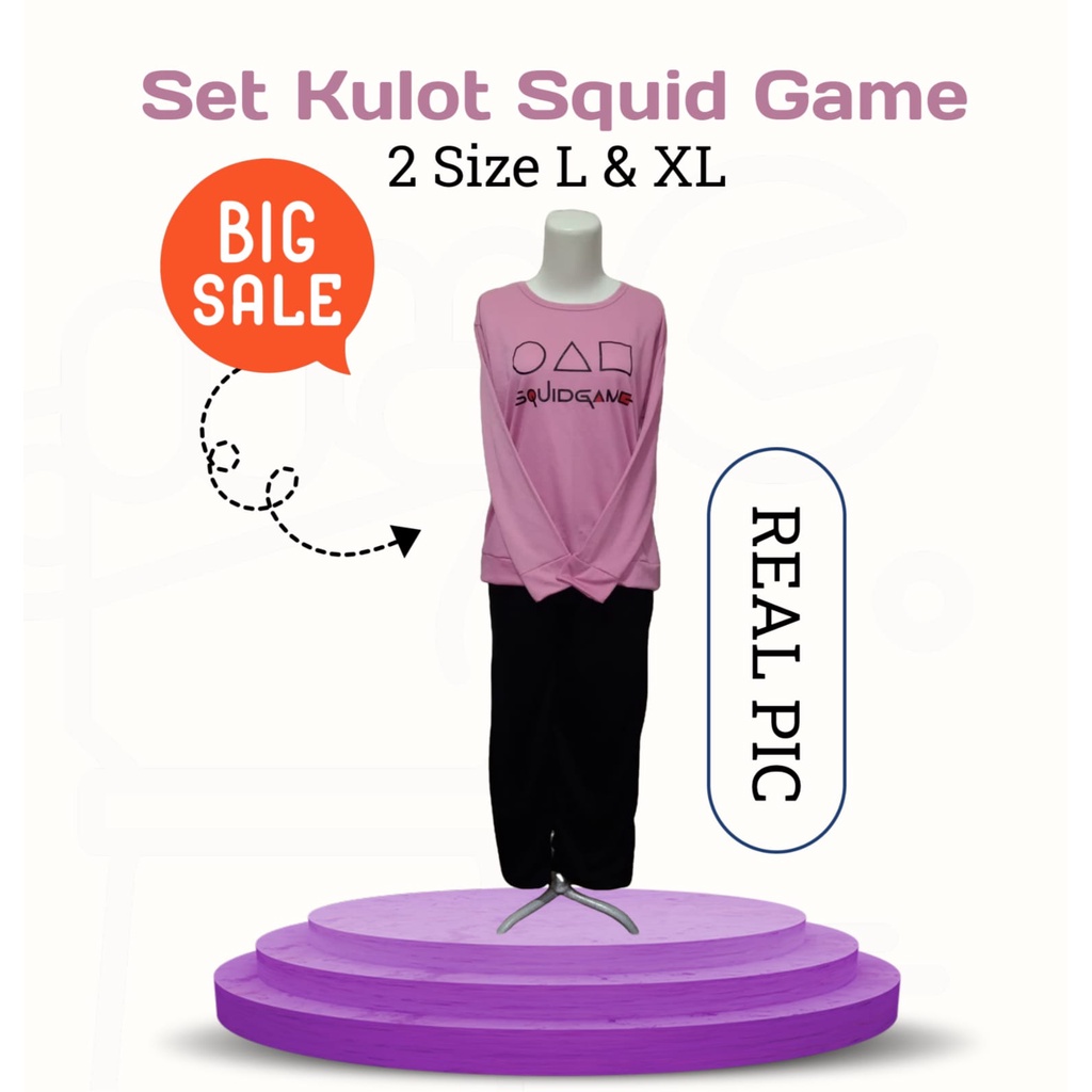 Setelan Panjang Wanita Set Kulot Squid Game Model Kekinian Matt Babyterry Trening Olah Raga Wanita Good Quality Premium