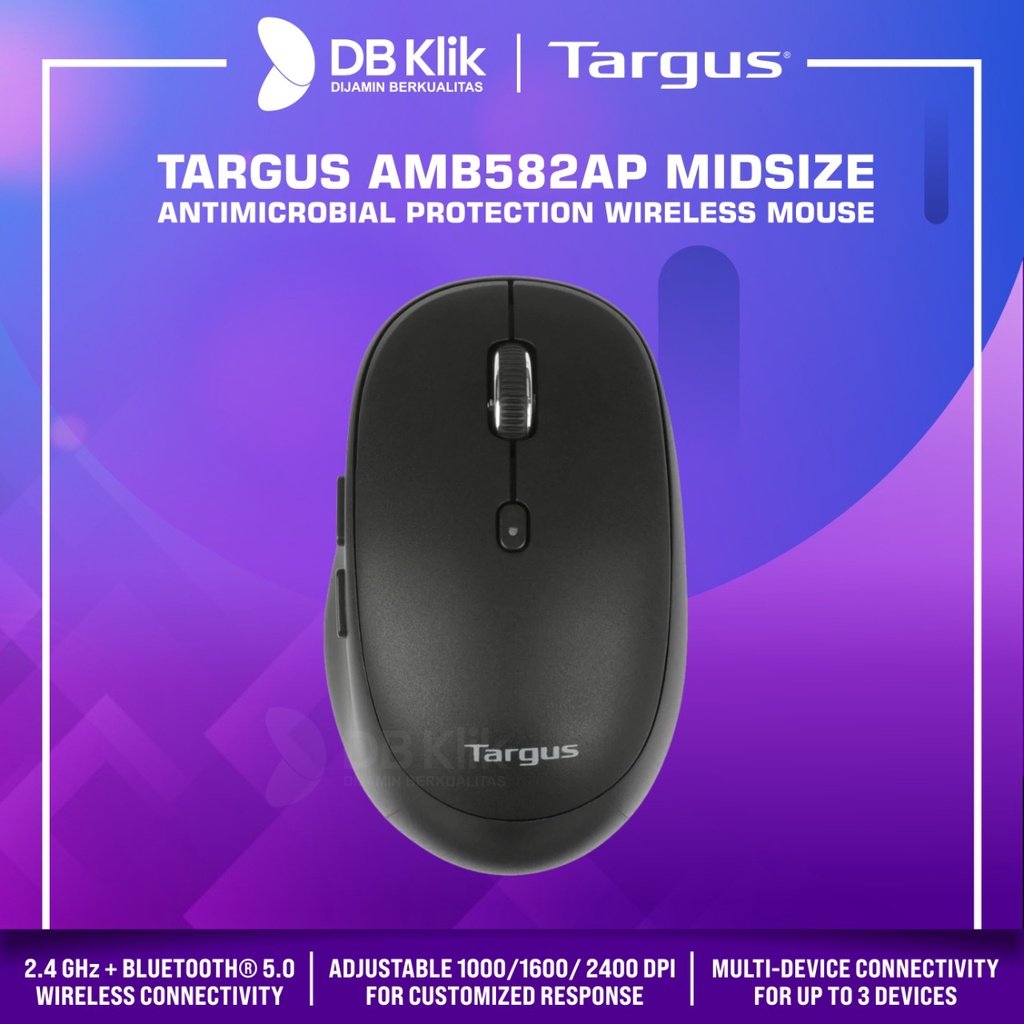 Mouse Targus AMB582AP Midsize Antimicrobial Wireless+Bluetooth 3Device