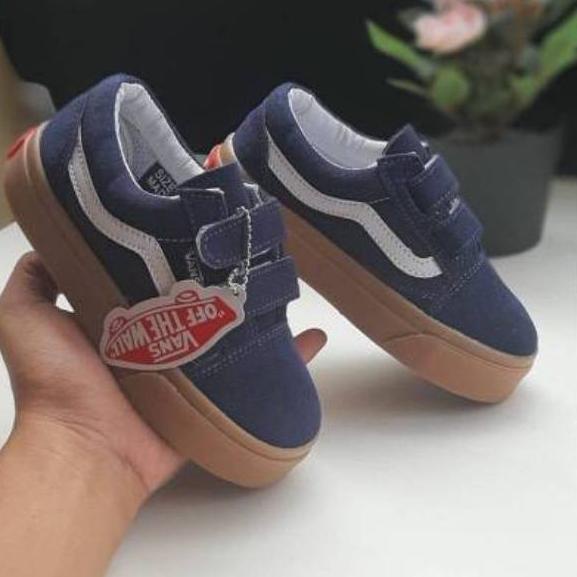Milikiマ Sepatu Vans Anak Old Skool Navy Gum Perekat