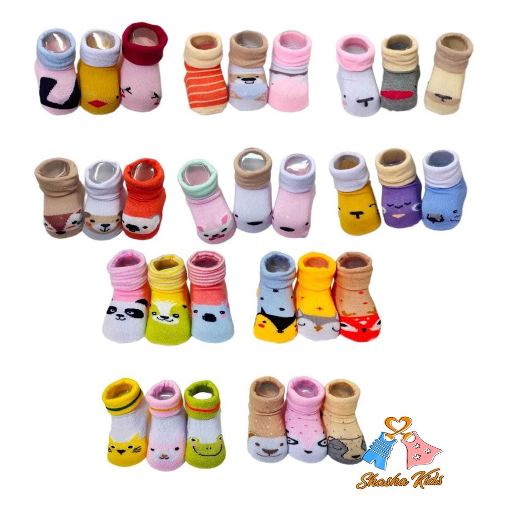 Kaos Kaki Bayi New Born lipat Karakter isi 3 Pasang Baby Kingdom SNI PROMO