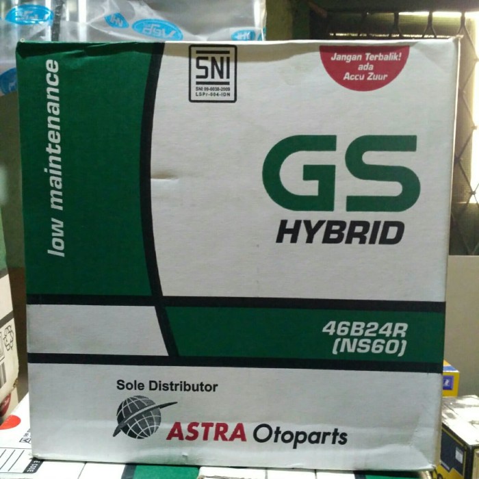 {BEKAS} Aki Mobil / Battery GS ASTRA Type GS HYBRID 46B24R NS60 12V 45AH Murah