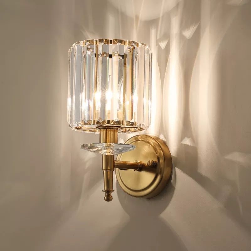 Lampu Dinding Hias Mewah Gold Glass Crystal Sconce Modern Minimalis