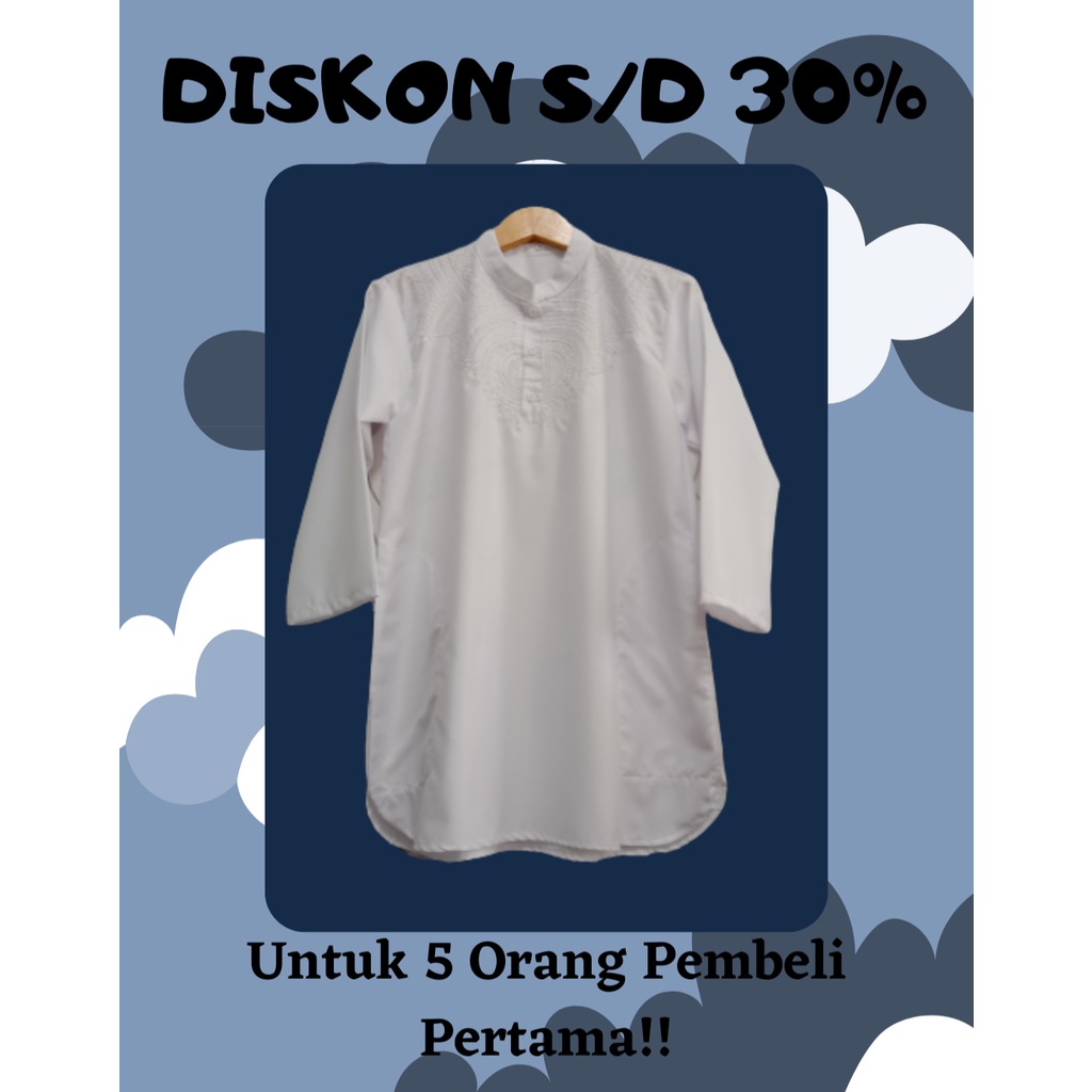 Atasan Koko Putih Remaja Abg Lengan Panjang Pakistan Usia 14 15 16 17 18 19 20 Tahun Bahan Toyobo