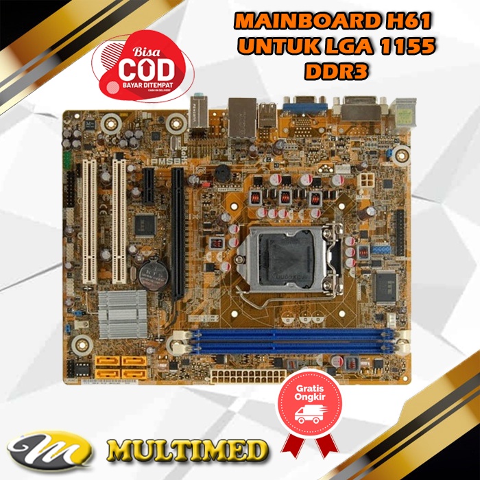 Promo Mainboard Motherboard Mobo H61 LGA 1155 DDR3 Pegatron Bonus Batray Cmos Second