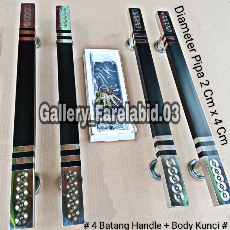 4 Pcs Handle Pintu Rumah Stainless Steel 1 Meter Set Kunci Gagang Tarikan Pintu Minimalis 100 Cm Pegangan Pintu Kupu Tarung