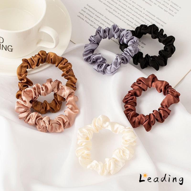 1 set 6 buah/keriting rambut artefak kain satin elastis aksesoris tali rambut wanita S-Le