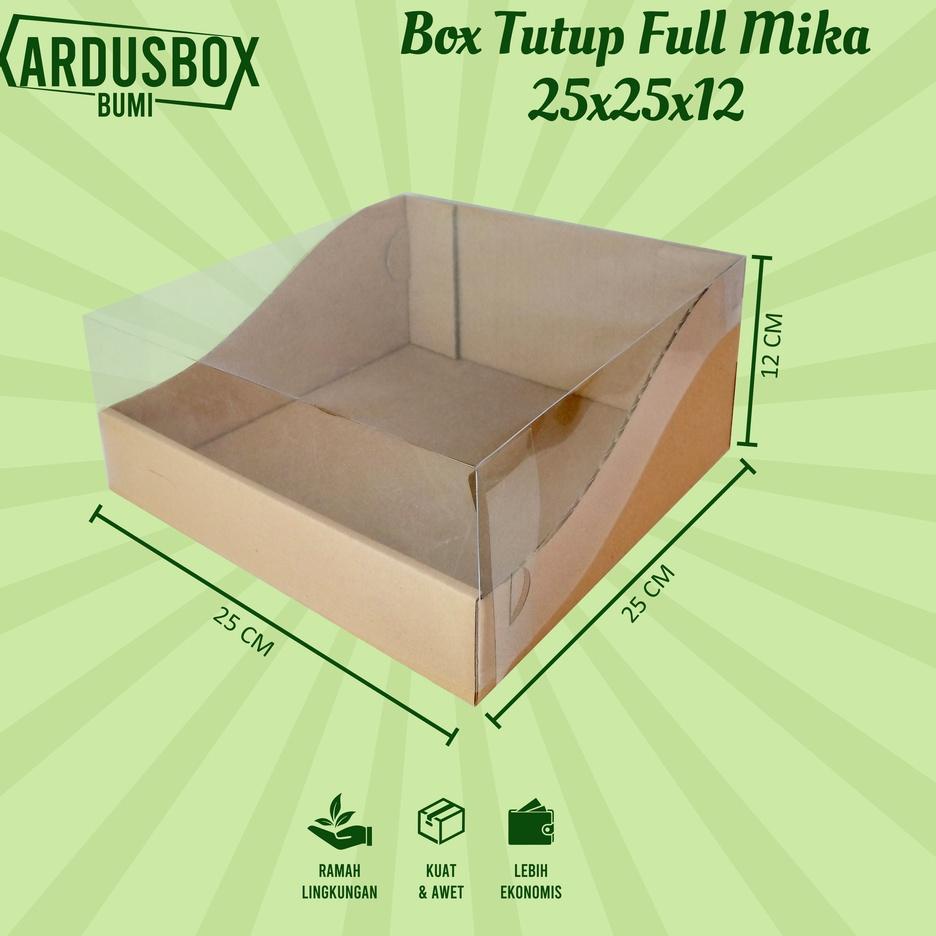 

▔ LST (5PCS) DUS KUE CAKE,KOTAK PUDDING, KEMASAN TUTUP FULL MIKA 25x25x12 Best Terlaris▔
