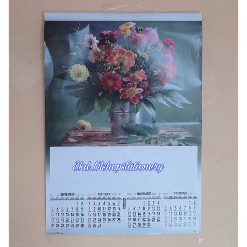 kalender 2023 rangkain bunga Ao 215 catur wulan 3 lembar 4 bulanan