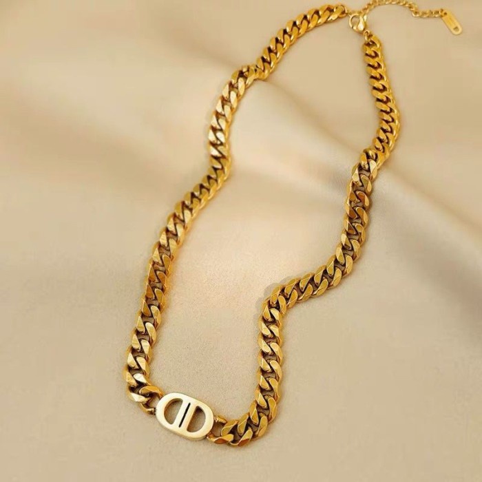 Bisa (COD) Kalung CD DIor Titanium Super / Necklace Fashion Dior Choker Elegant