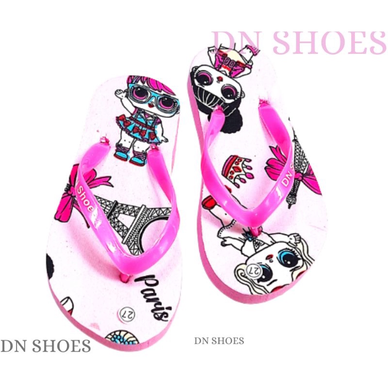 Sandal Anak Perempuan Sendal Jepit Anak Lucu Sandal Flat Anak Karakter Lol Pink Paris