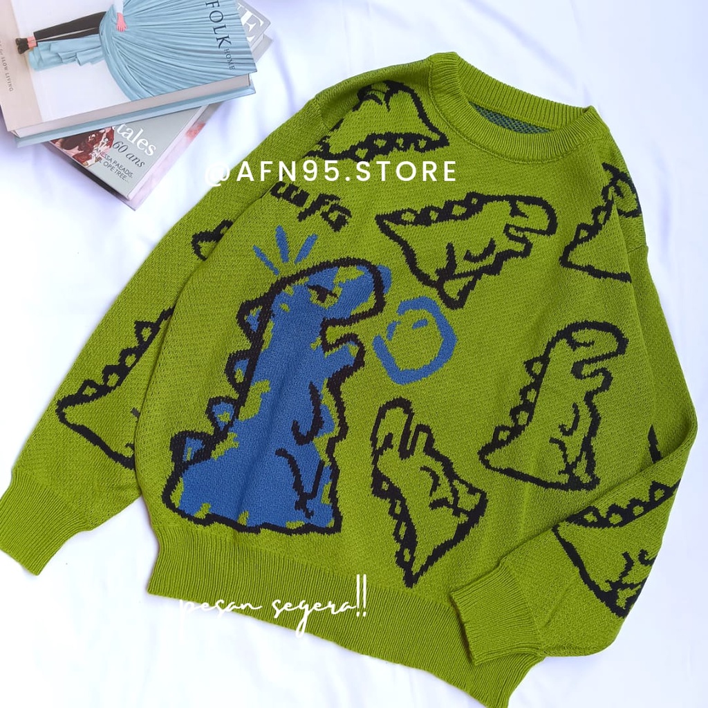 DINO OVERSIZE SWEATER RAJUT CEWEK-COWOK TEBAL