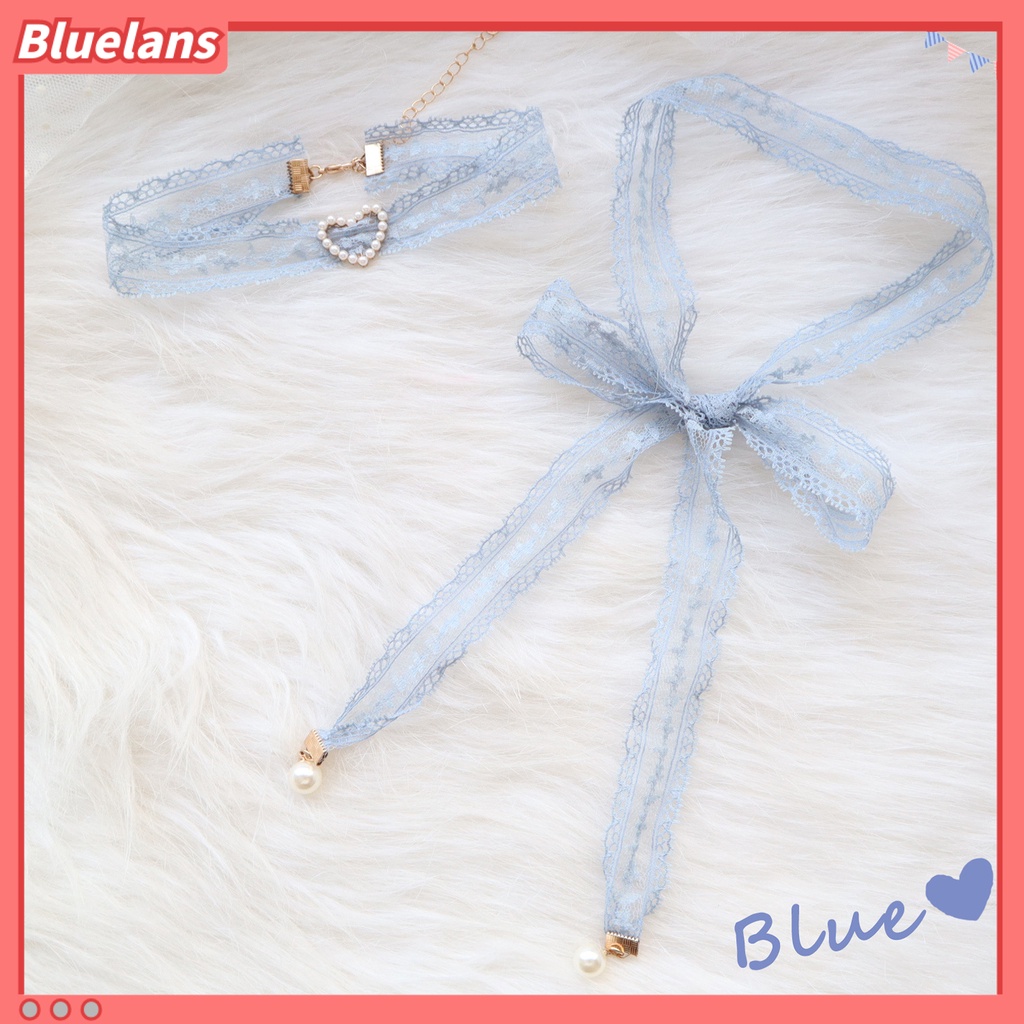 Bluelans Female Fashionable Necklace Fairy Lace Faux Pearl Choker Clavicle Chain Jewelry