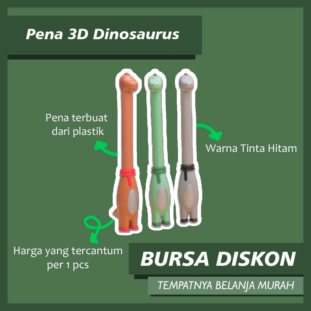 

Pena 3D Dinosaurus Zebra Bolpen Pulpen Animal Gelpen Karakter Zoo Jerapah