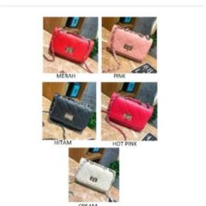 SPOTBELANJA SBT014 SLING BAG WANITA CANTIK MOTIF GARIS GARIS DENGAN TALI MIX BAHAN + RANTAI TAS SELE