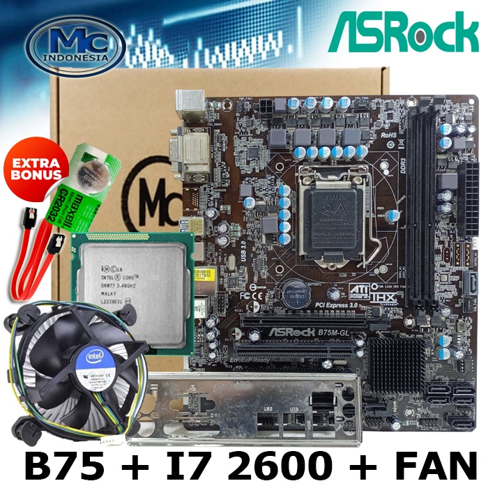 Paketan Mainboard Mobo Motherboard B75 LGA 1155