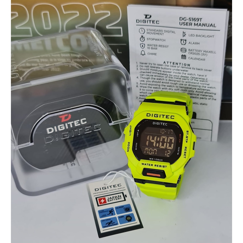 Jam Tangan Pria Digitec DG 5169 / DG-5169T / Digitec 5169 Original Strap Rubber Tahan Air