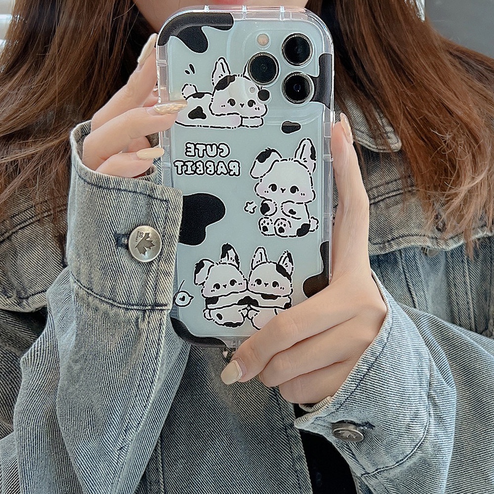 Ins Casing Softcase Transparan Print Kartun Kelinci Lucu Untuk Iphone 14 11 12 13 PRO MAX