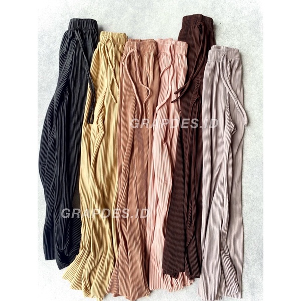 Sora Plisket Pants / Celana Kulot Plisket Lidi Premium / Celana Kulot Wanita