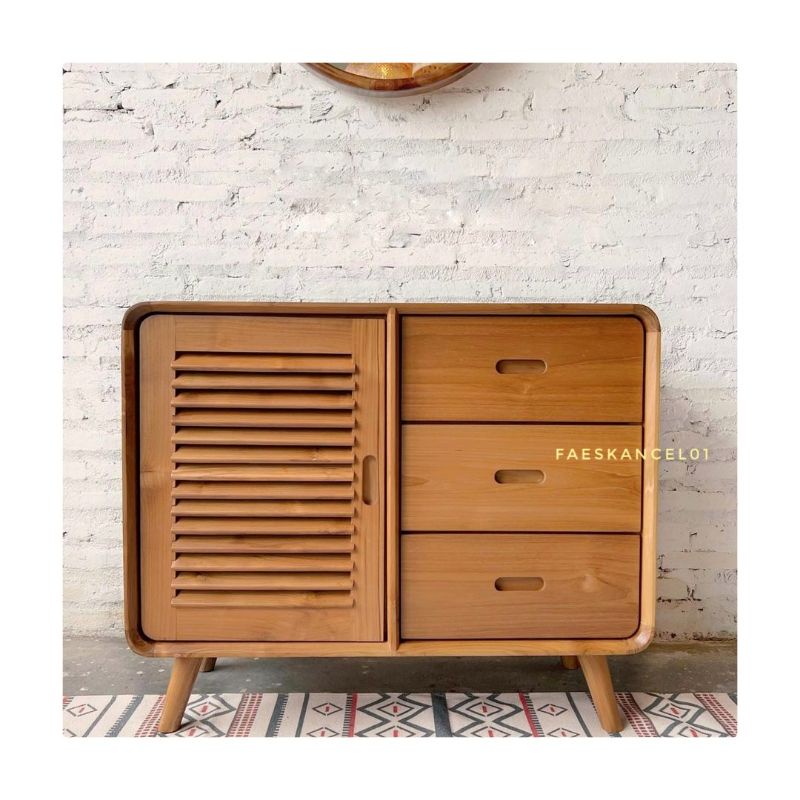Bufet retro Kabinet minimalis pajangan ruangan tamu kayu jati minimalis