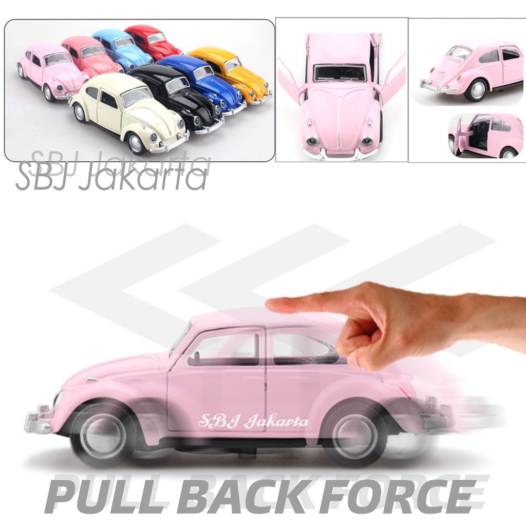 Diecast Miniatur Mobil VOLKS WAGEN VW BEETLE skala 1 : 36 metal alloy