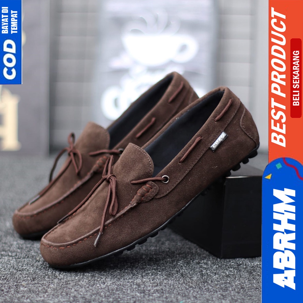 Sepatu Slip On Casual Santai Slop Kerja Anti Slip Hitam Kerja Kantor Pria Abrhm Rennes