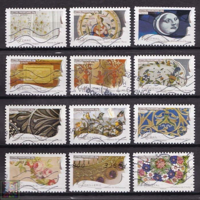 

0751 Perangko Prancis 2009 Fine Arts 12v Used