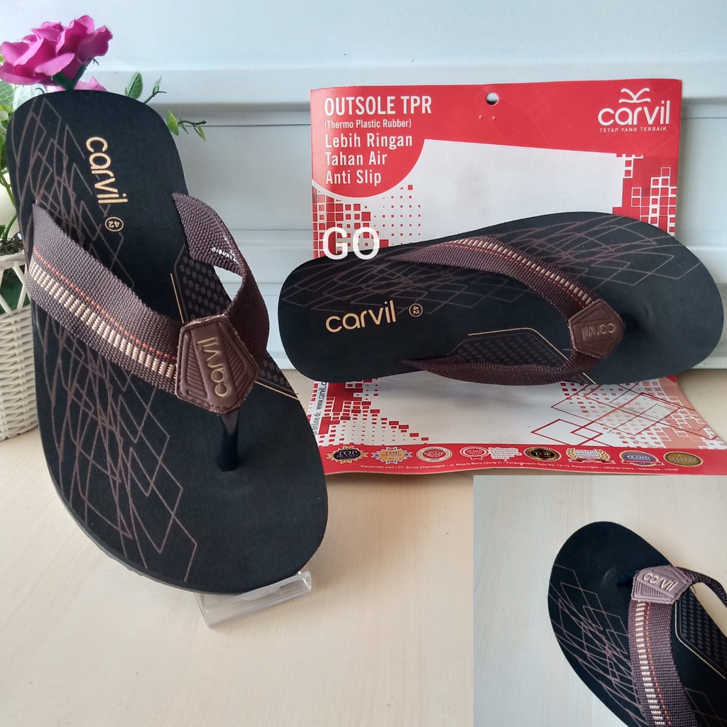 gof CC CARVIL ORIGINAL Sandal Jepit Pria CARVIL Sandal Jepit Cowok Anti Selip Anti Anti Air Ringan AwetTerbaru