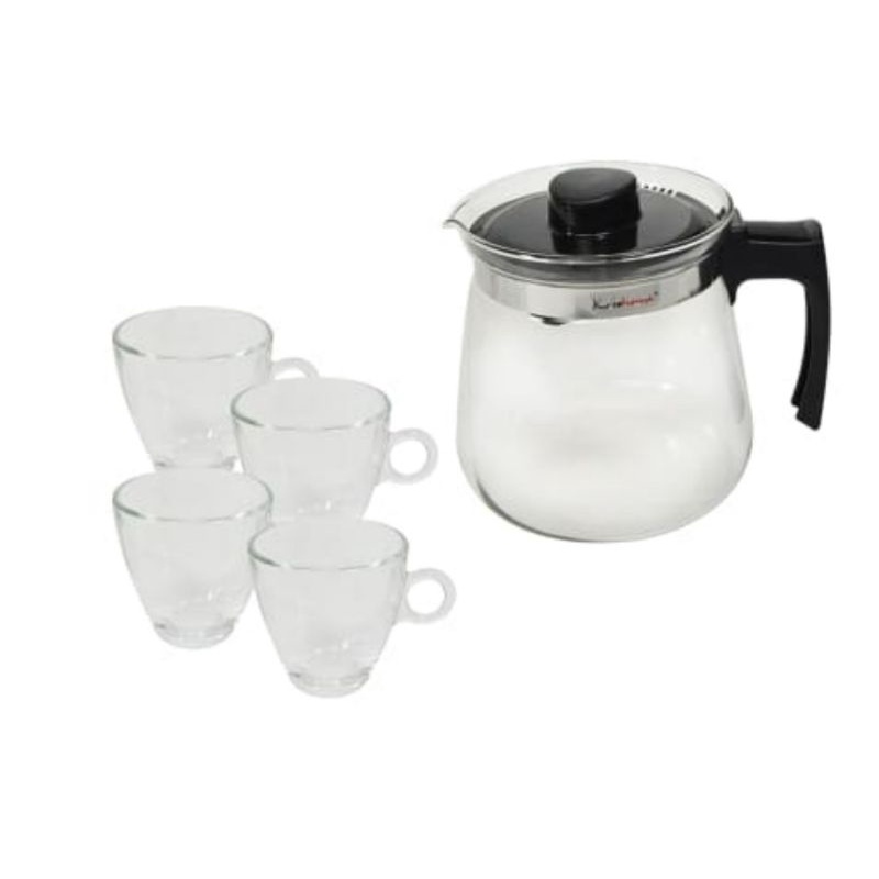 Krishome Set 5 Pcs Teko Teh Dengan Cangkir