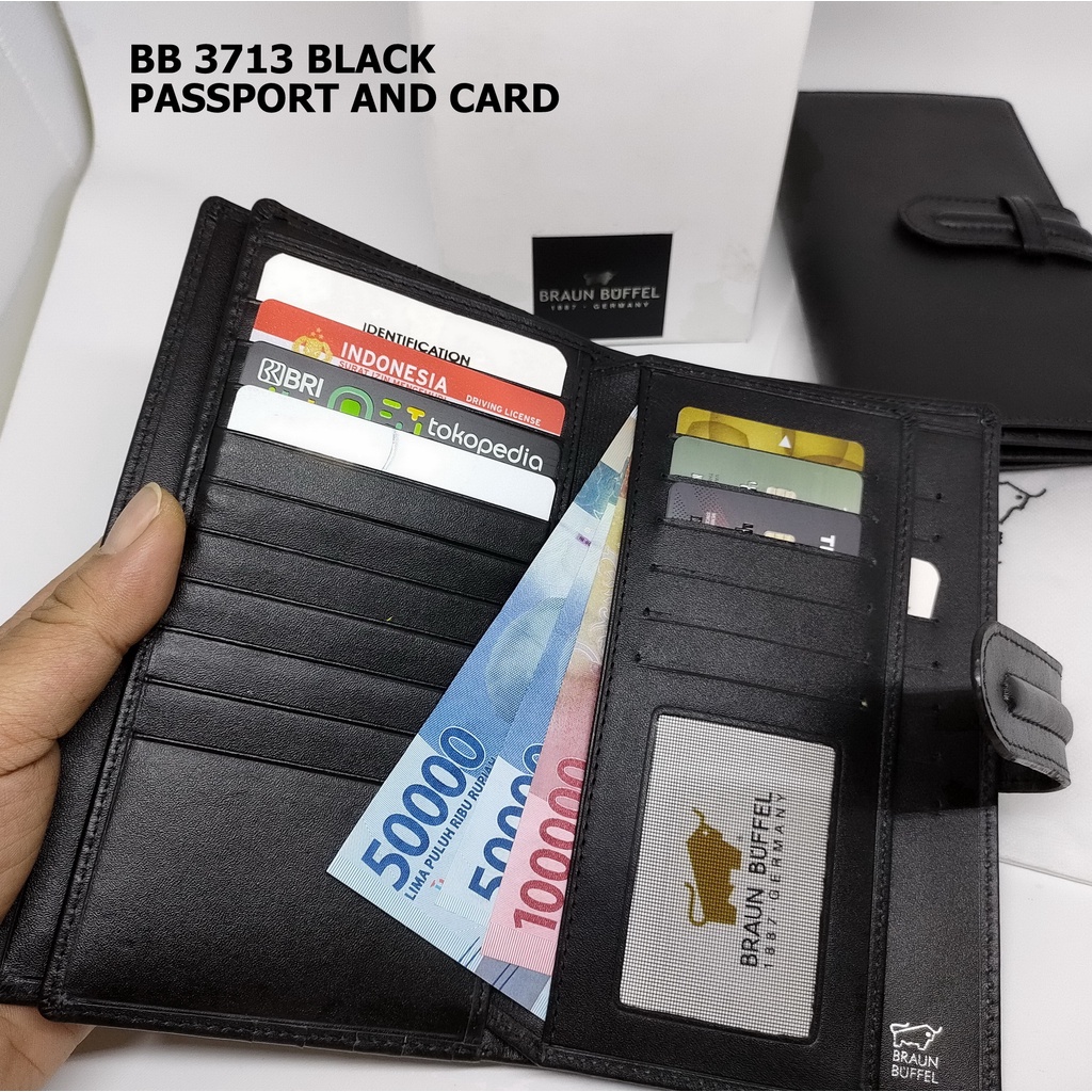 PASSPORT HOLDER DOMPET PASPOR DAN 40 CARD BB 3713 BLACK - TRAVEL DOCUMENT HOLDER