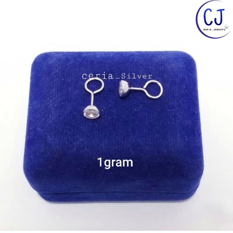 Anting Perak Asli Silver 925 Lapis Emas Putih Model Toge