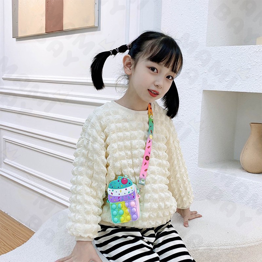 OKEYI Tas pop it anak ice cream/Tas selempang anak impor Fashion