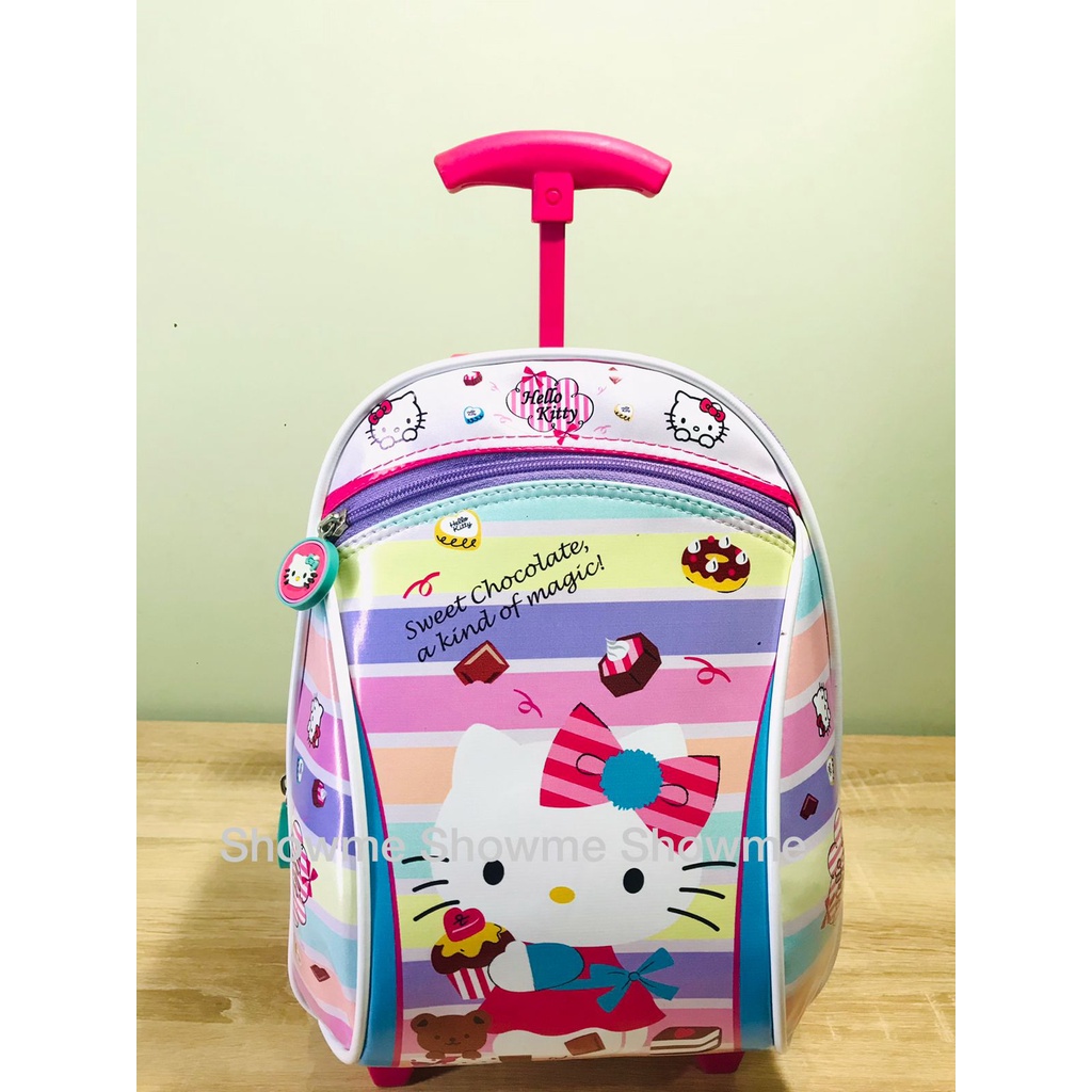 SHOWME TAS TROLI - TROLLEY  DORONG ANAK SEKOLAH PAUD - PLAY GROUP - TK KARAKTER PEREMPUAN HELLO KITTY CUTE - BATOK GAMBAR BUSA KERAS w wep we