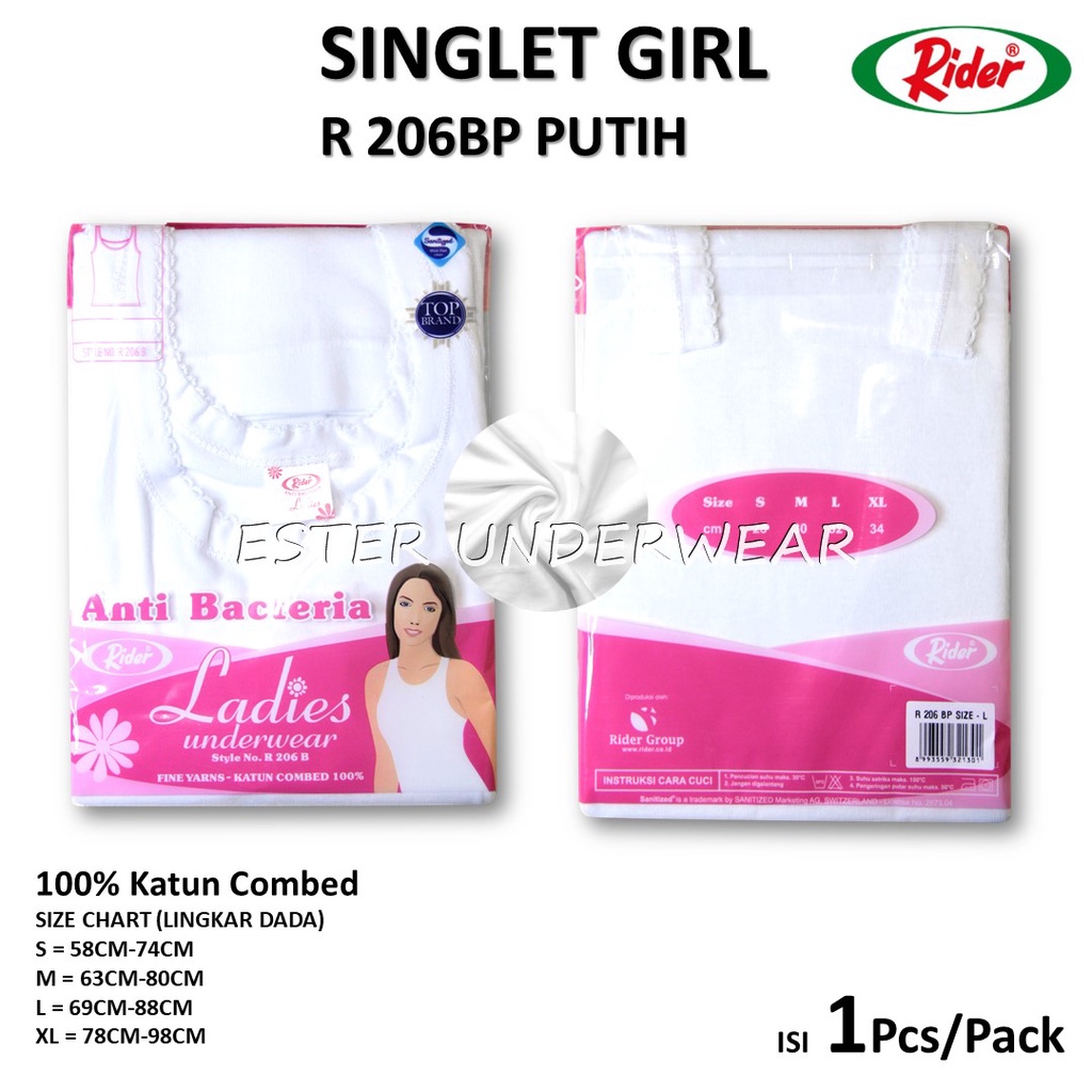 Kaos Singlet Wanita Rider R 206 BP PUTIH Isi-1PCS