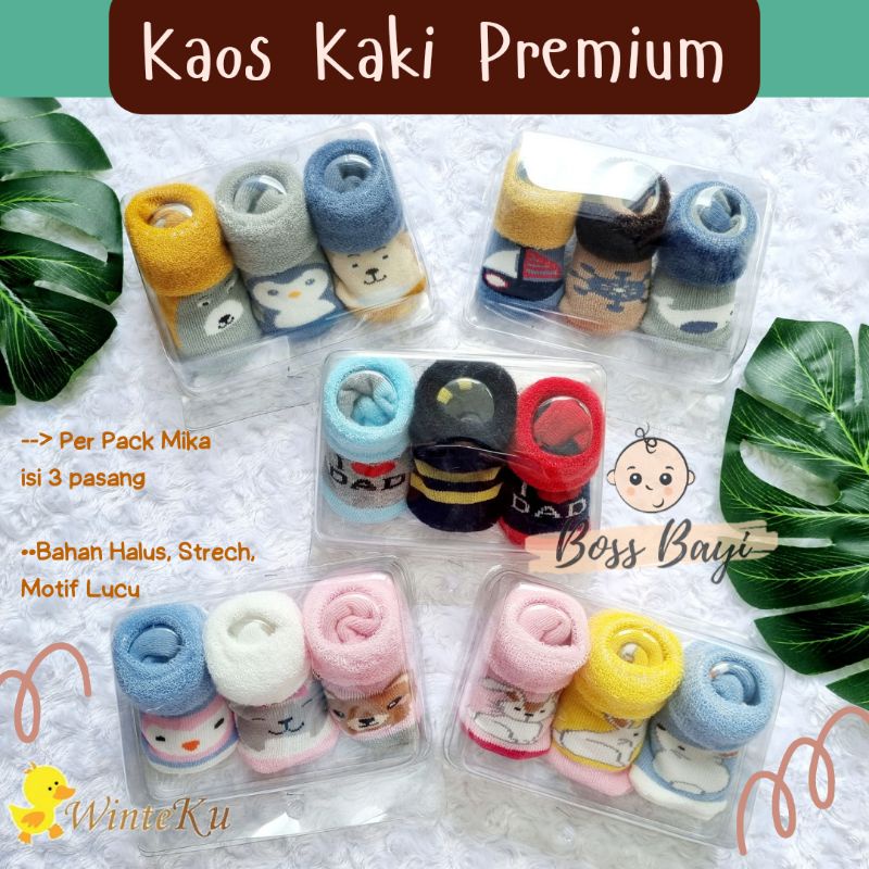 WINTEKU Kaos Kaki Premium Kemasan Mika 1 set 3 pasang 0-12M