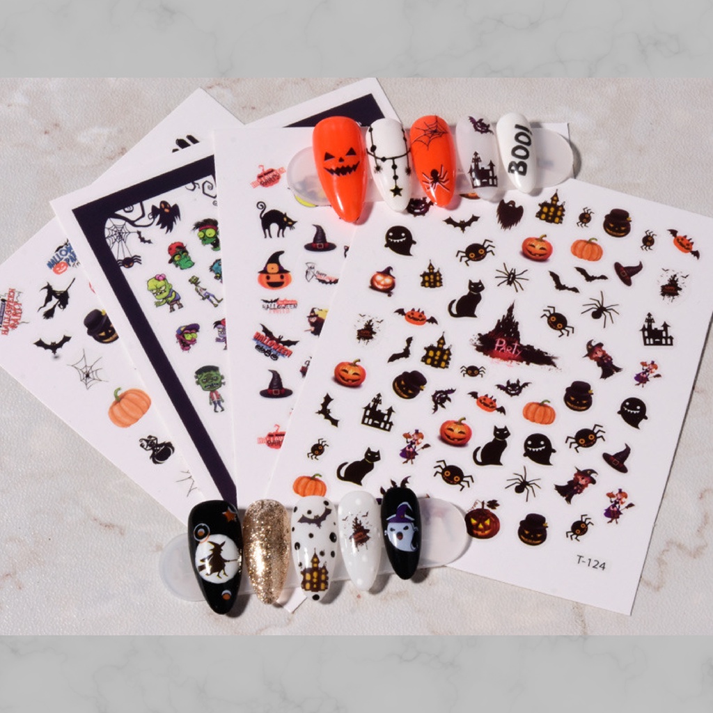 【 COD 】Stiker Kuku Gaya Halloween Nail / Murah Import / Berkarakter / Untuk Naik Art
